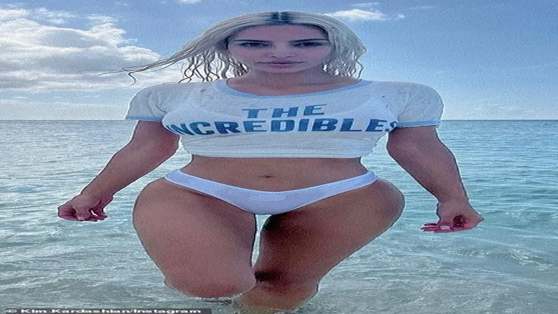 Kim Kardashian Wet T-Shirt Photoshoot in the Bahamas